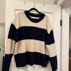 H&M Striped Navy and Cream Sweater